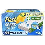 Flash Speedmop Wet Cloth Refills, Floor Cleaner Mop, Lemon Anti-Bac, 96 Wipes (24 x 4), Flash Speed Mop Refill Wipes, Household Wet & Dry Mops