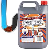 5 Litre Heavy Duty Sink & Drain Unblocker Strong Cleaning Liquid Plug Hole Toilet Cleaner Tool For Home, Office, Garage & Shops (1 x 5 Litre)