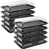 Deli Supplies Pack of 10 Large Rectangle Food, Cake, Sandwich Platter Tray Set, Black Tray Base with Clear Lid Durable Buffet Catering Food Sandwich Trays (L450mm x W310mm x 75mm with Lids)