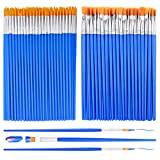 Small Paint Brushes Bulk, Anezus 100 Pcs Paint Brushes for Kids Acrylic Paint Brushes Set with Flat and Round Pointed Paint Brushes Craft Paint Brushes for Classroom Watercolor Canvas Face Painting