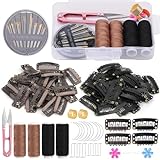 ENCHOL 60 Pieces Wig Clip Set, U-Shape Hair Extension Clips, Metal Snap Clips for Hair Extensions and Wefts with Sewing Needle and Thread Accessories