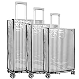 3pcs Clear Suitcase Cover Protectors 20/24/28inch PVC Luggage Cover Waterproof Reusable Transparent Travel Luggage Protector Cover Wheeled Suitcase Protective Dust Cover for Suitcases Travel Luggage