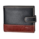 MORUCHA Mens RFID Blocking Real Soft Leather Passcase Wallet with Gift Box M75 Black/Brown