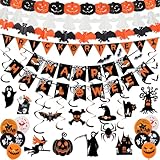 AMLOOPH Reusable Halloween Decorations, Halloween Party Decorations Indoor Halloween Decor - Happy Halloween Banner, Hanging Halloween Bunting, Garland, Trick Or Treat Sign, Pumpkin Decorations