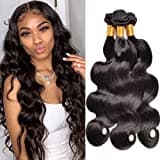 Body Wave Human Hair 3 Bundles 16 18 20 inch MSGEM Brazilian Body Wave 100% Unprocessed 12A Virgin Human Hair Weave Extensions for Black Women Natural Color Can Be Dyed and Bleached