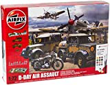 Airfix Diorama Model Building Kits - D-Day Air Assault Miniature Craft Kit, 1/72 Scale Plastic Model Kits for Adults to Build, Incl. Plane Model, Jeeps, Diorama Base & Figures - Military Gifts for Men