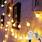 Augone 15M/49ft 120 LED Fairy Lights Plug in Powered, 8 Modes Christmas Lights Outdoor/Indoor, Garden Lights for Patio, Gazebo, Bedroom, Party Decorations (Warm White, 120LED)