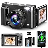 Digital Camera,Oiadek 4K 48MP Autofocus Vlogging Camera with 32G Memory Card 16X Digital Zoom,Compact Digital Camera with 3.0 inch 180° Flip Screen and Battery charger for Teenagers, Beginners,Adults