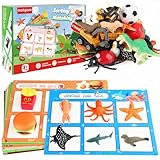 Sorting Toys for Toddlers - 54Pcs Learning Education Sorting Games, Animals Dinosaurs Insects Fruits Foods Vehicles Balls Farm Playset, Fine Motor Montessori Preschool Gift for 2+ Year Old Kids