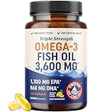 Omega-3 Fish Oil Supplement 3600 mg | EPA & DHA | Best Source of Omega 3 | Ultimate Brain, Heart, and Joint Support for Men & Women | Non GMO Burpless Lemon Softgel Capsules 2000mg Plus (120 Pills)