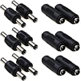 RUNCCI-YUN 12 pcs 5.5 x 2.1mm DC Power Coupler ，DC Male To Male Connector，DC Female to Female Connector，5.5mm x 2.1mm 12V DC Power Jack Connector Plug Adapter Adaptor for CCTV Camera