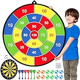 FHNSEL 29 Inches Kids Dart Board Set,Double Sided Dart Board with 12 Sticky Balls,6 Darts,Indoor & Outdoor Party Games Toys Gifts for 3 4 5 6 7 8 9 10 11 12+ Year Old Boys Girls and Adult