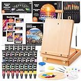 Shuttle Art 59 Pack Acrylic Painting Set, Professional Deluxe Art Set with Table Top Easel, 30 Colours Acrylic Paints Set, Canvas, Brushes, Complete Drawing Set for Adults, Kid, Artists, Art Supplies