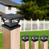 GEYUEYA Home Solar Post Lights,Solar Post Cap Lights IP65 Waterproof Solar Fence Lights Outdoor Garden for 3x3 4x4 inch Patio Fence Deck Wooden Posts-4 Pack