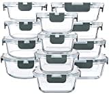 MCIRCO Glass Food Storage Containers 24 Pieces [12 Containers + 12 Lids] with Upgraded Snap Locking , Meal Prep Containers Set - Airtight Lunch Containers, Microwave, Oven,zer and Dishwasher