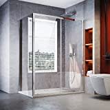 ELEGANT 1200 x 700 mm Sliding Shower Door 6mm Glass Shower Enclosure Reversible Cubicle Door with Tray and Waste + Side Panel