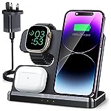 JARGOU Wireless Charger for iPhone/Apple Watch/AirPods, 3 in 1 Wireless Charging Station for iPhone 16 15 14 13 12 11 Pro Max, iWatch Charger for iWatch 10/9/Ultra/SE/8/7/6/5/4/3/AirPods Pro 4 3 2