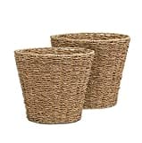 ARPAN Set of 2 Seagrass Round Waste Paper Bin/Basket/Storage - Ideal For Home, Office, Bedrooms