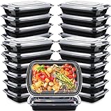 [30 Pack] Meal Prep Containers Reusable 1 Compartment, Microwave, Freezers & Dishwashers Safe - BPA Free Food Prep Containers with Lids - Stackable Salad Lunch Box