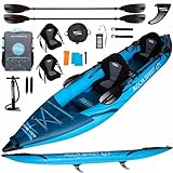 Aqua Spirit Inflatable Kayak Board | 10'5”/13’5” | 1 or 2 Person Complete Kayak Kit with Paddle, Backpack, Double-Action Pump and more accessories | Adult Beginners/Experts | 2 Year Warranty