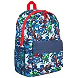 Marvel Kids Backpack, School Bag with Zipped Front Pocket - Boys Gifts (Blue)