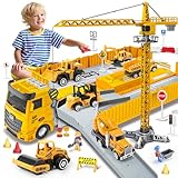 Naxudcoo Construction Toys For 3-7 Year Old Boys Construction Truck Toys Set Toddler Car Truck Toys - Crane Excavator Digger Dump Trucks, Construction Vehicle Toys For 2 3 4 5 6 7 Year Old Boys Gifts