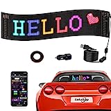 tekstap Programmable LED Sign,Bluetooth App Control LED Car Sign,Waterproof Foldable USB 5V LED Custom Sign,Custom Text Pattern Animation Scrolling LED Display for Car Store Bar(15"x4")