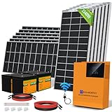 ECO-WORTHY Off Grid Solar Panel System 2400W 48V Solar Panel Kit for Home Shed Roof:12pcs 195W Bifacial Solar Panel + 1pc 5000W Hybrid Inverter + 4pcs 12V 100AH Lithium Battery + Brackets + Cables