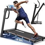 Decorcn Folding Treadmill for Home, 4.5HP, 20 Incline Levels, 1km/h-16km/h, 150KG limited, Running Machine for Heavy People with LED, Bluetooth Speakers, Silent Walking Pad for Home Office Gym