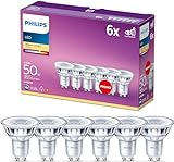 PHILIPS LED Classic Light Bulb 6 Pack [GU10 Spot] 4.6 W - 50 W Equivalent, Warm White (2700K), Non Dimmable