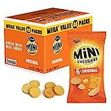 Mini Cheddars Snacks Bulk - Mega Value Box of 48 x 23g Original Cheddar Biscuits Baked with Real Cheese. Bar Snacks for Home Pub, Birthday Party Food or Lunchbox Snacks with Topline Card.