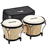 RockJam RJ-100300 7" and 8" Bongo Set with Padded Bag and Tuning Wrench Natural