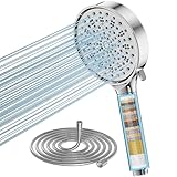 Cobbe Hard Water Filter Shower Head and Hose with 20 Stage Filter, 6 Spray Jet Modes High Pressure Bathroom Shower Head, Large Powerful Handheld Showerhead for Residual Chlorine Remove