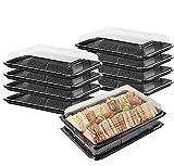 Caterline 10 Large Serving Platters - Reusable Plastic Sandwich Trays & Lids (450mm x 310mm)