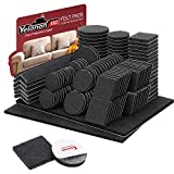 Yelanon Felt Furniture Pads -182 Pcs Furniture Pads Self Adhesive, Felt Chair Pads, Anti Scratch Floor Protectors for Furniture Feet Chair Legs, Furniture Felt Pads for Hardwoods Floors, Black