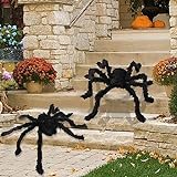 Halloween Spider Decorations Clearance,Giant Big Plush Spider Ornament,Fake Hairy Spider with Red Eyes,Skeleton Spider ,Outdoor Garden Yard Haunted House Halloween Festival Horror Decorations Deals