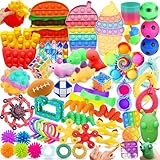 Chennyfun 59PCS Fidget Toy Set, Fidget Toys Pack, Relief Stress Green Bug Toy, Sensory Anxiety Decompression Toys for Autism, Fries Burger Ice Cream Relaxing for Adults Kids Party Favors Birthday Gift