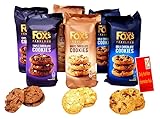 Fox's Fabulous cookies 6 x 180g, Three mix luxury varities of Milk, Triple & White chocolate Biscuits for special Occasions, Supreme gift to share with friends and family Snack Value Pack