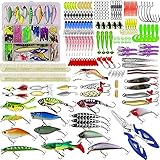 Cachpib 300PCS Fishing Lures Baits Set, Sea Fishing Tackle Set with Fish Treble Hooks and Vivid Spinner Baits, Artificial Swimbait with Box, Fishing Bass Bait for Outdoor Freshwater Saltwater Fishing