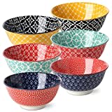 DOWAN Cereal Bowls Set of 6, 680 ml Soup Deep Bowls for Breakfast, Φ15.2 cm Dessert Bowls for Oatmeal, Ice Cream, Noodles, Salad, Rice, Poke, Pho, Snack, Side Dishes, Vibrant Colours | Christmas